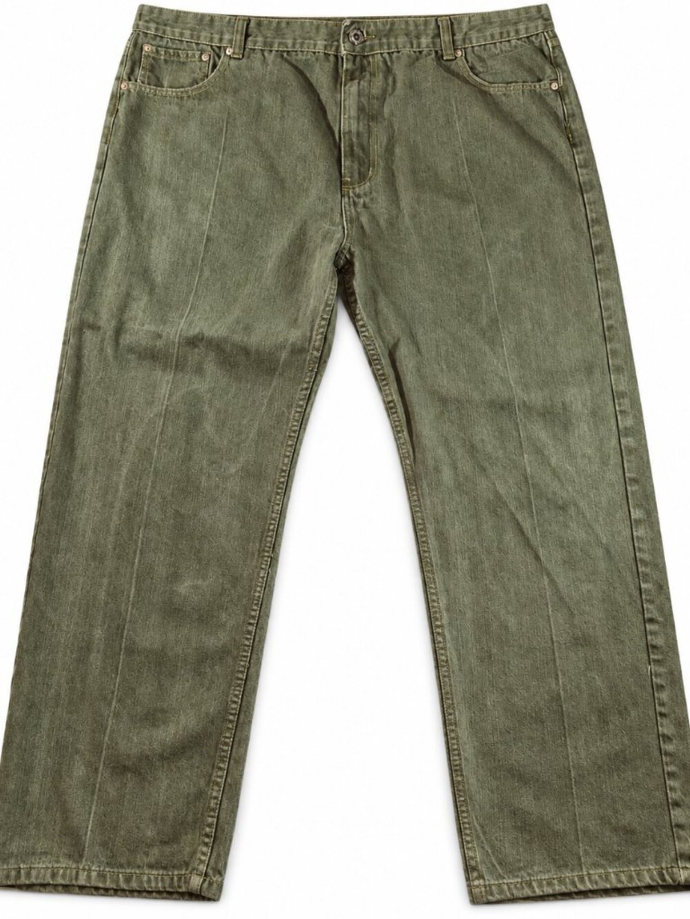 PJ Mark Men's Straight Jeans W44 L32 Olive Green Cotton Blend